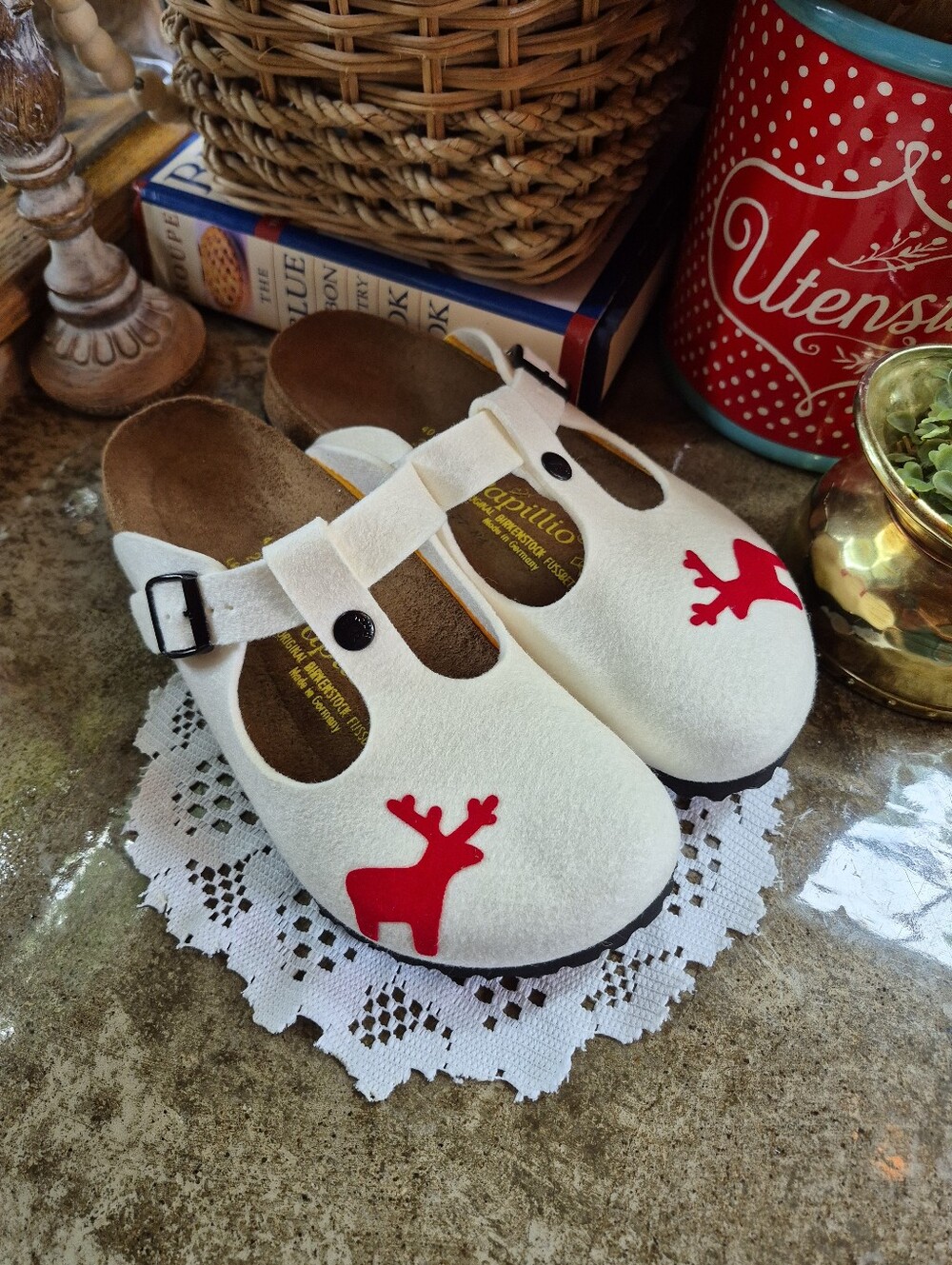 NEW BIRKENSTOCK PAPILLIO CAMDEN RAINDEER WOOL FELT WOMENS SIZE 9 CLOGS